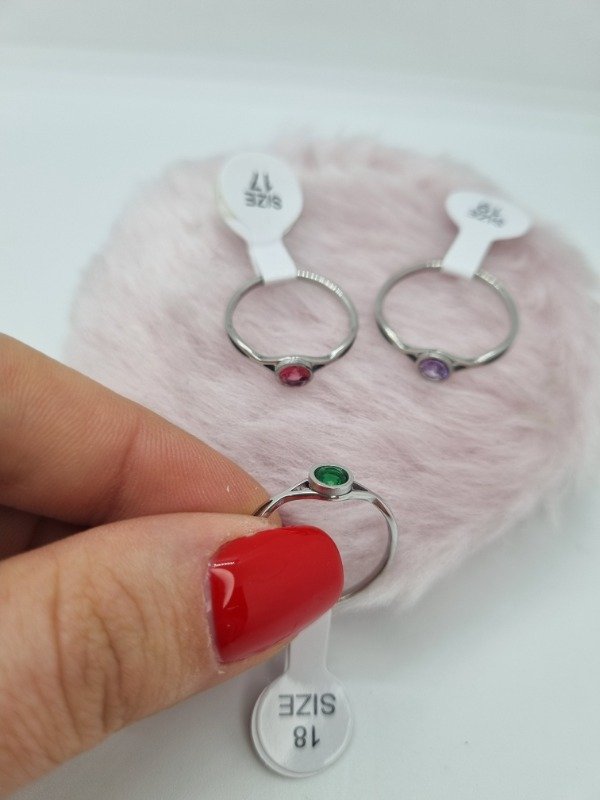 Producto - Anillos acero quirúrgico x3 surt strass redondo color