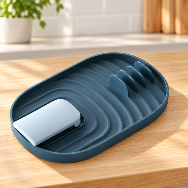 Producto - SOPORTE ESCURRIDOR DE ESPATULAS Y TAPA DE OLLA PLEGABLE 18X11CM SURTIDO - 1