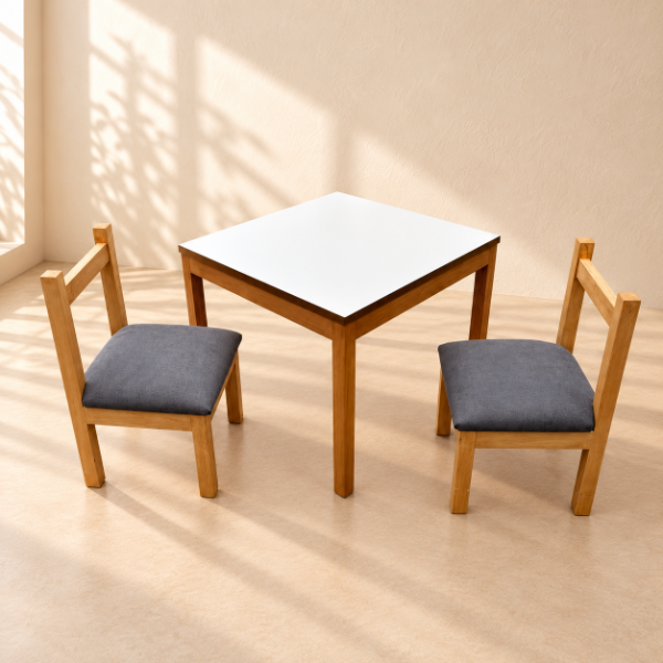 Producto - Mesa Madera con 2 Sillas Tapizadas CALIDAD PREMIUM - 5