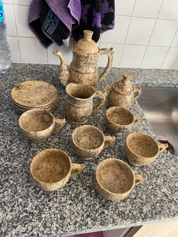 Producto - JUEGO DE CAFE MARMOL TRAVERTINO #9267