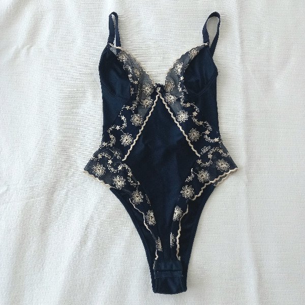 Producto - Body azul oscuro con tul bordado (T. S)