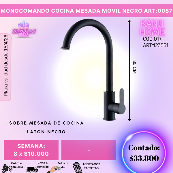 Producto - MONOCOMANDO COCINA MESADA MOVIL NEGRO