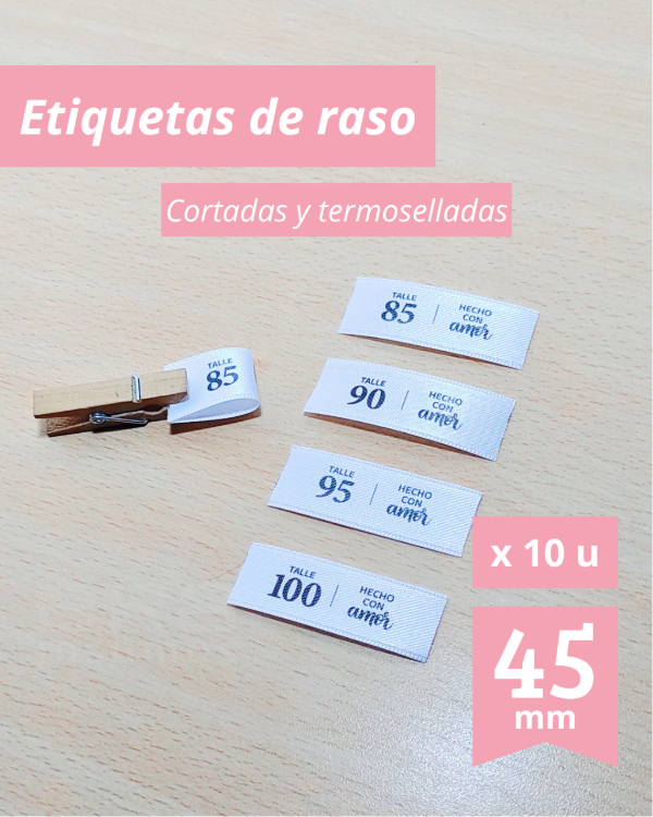 Producto - Etiquetas de Raso para Corpiño - 85, 90, 95, 100 (x 10 u del Mismo Talle)