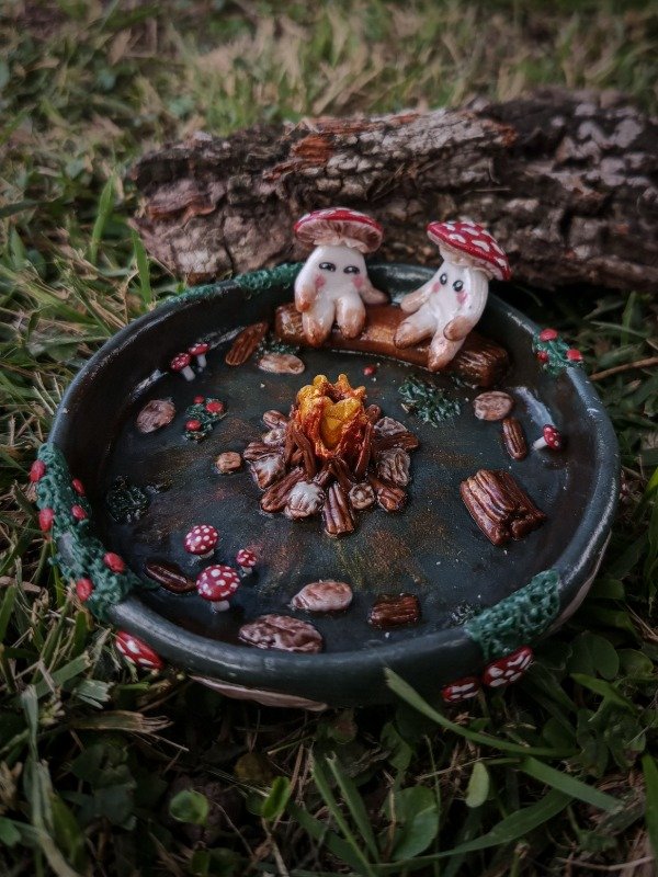 Producto - Cenicero y porta sahumerio honguitos enamorados