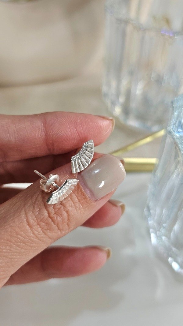 Producto - Aros pasantes abanico con micropave 1,2cm. Plata