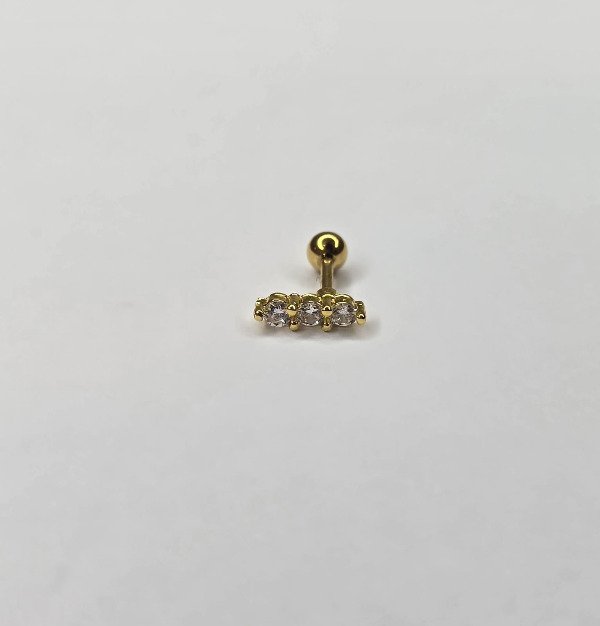 Producto - Barbell triple strass con filigranas dorado