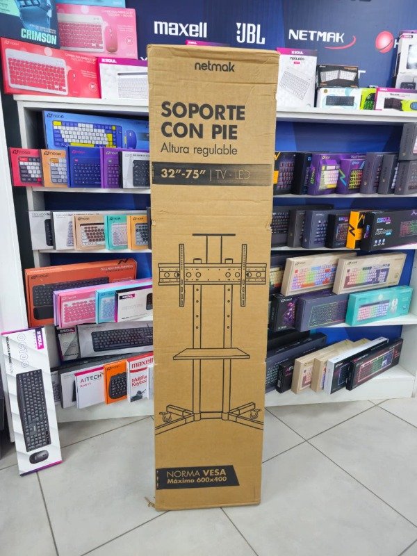 Producto - Soporte TV LED 32" a 75" Pie con Ruedas y Estante Netmak NM-ST37 - 0