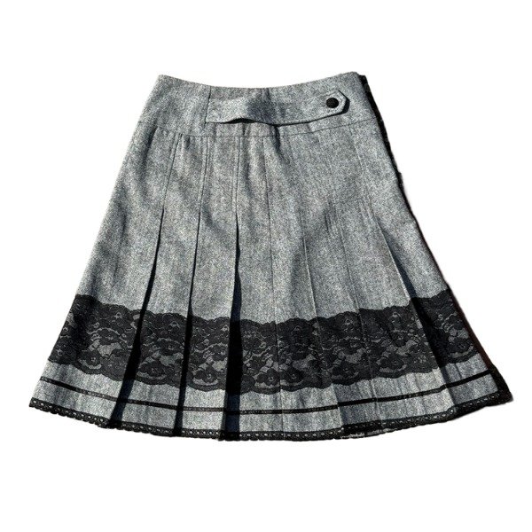 Producto - Pollera Gris tableada con encaje
