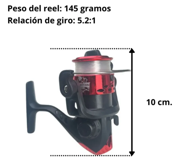 Producto - Reel Pesca Niño American Fishing Junior 200 Rojo + Tanza - 1