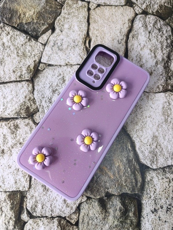 Producto - Funda alto impacto flores 3D Xiaomi Note 11 4G lila