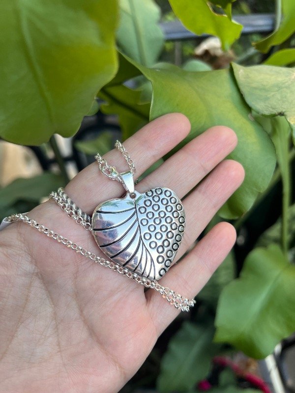 Producto - Collar acero blanco rolo con corazón grande