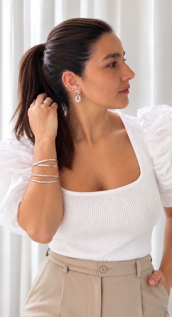 Producto - Aros DONATELLA Plata 925 micropave (2,4 cm ) - 2