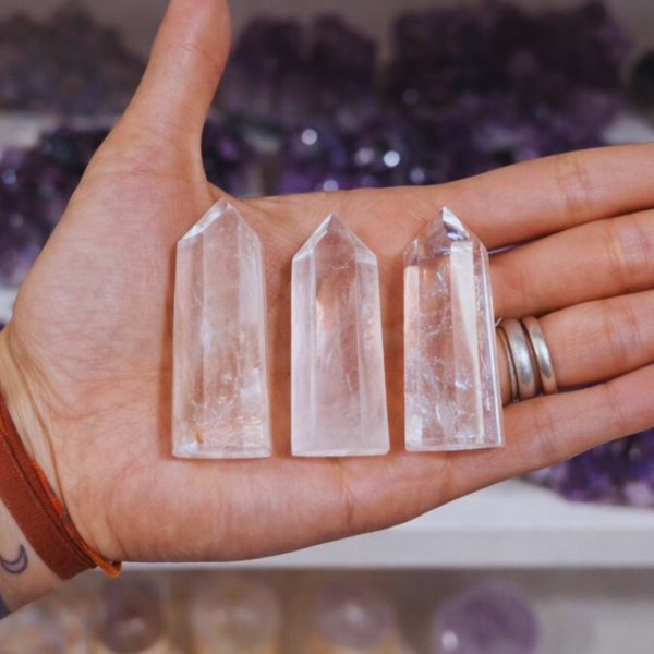 Producto - Set x3 Puntas Cuarzo cristal facetado 5-5.5cm - Apto terapias
