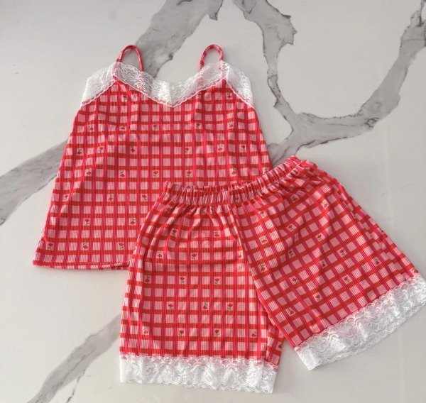 Producto - Pijama Morley Musculosa + Short Rosita cuadrille