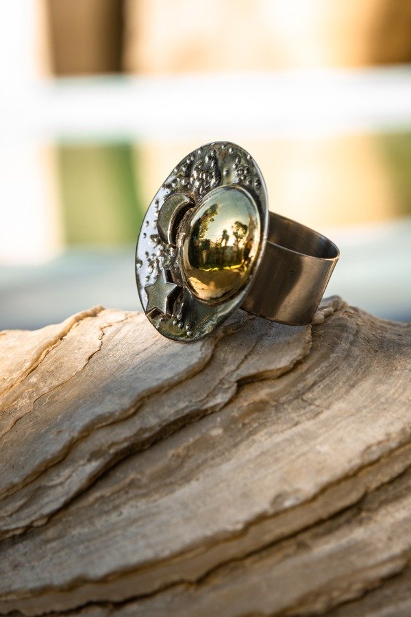 Producto - Anillo Galaxia de acero y bronc - 1