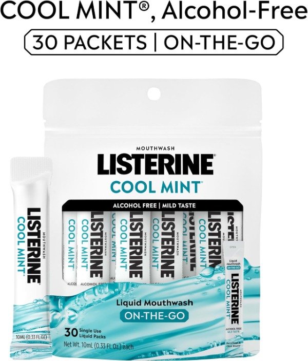 Producto - Listerine On-The-Go Paquetes de Enjuague Bucal de Menta Fresca Sin Alcohol x30 - 1