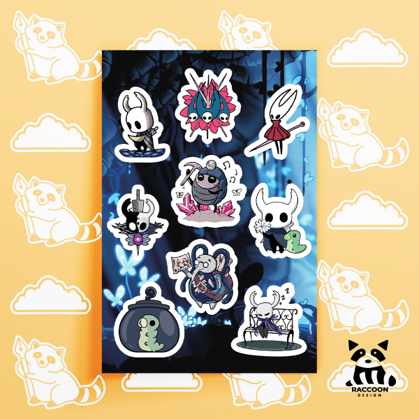 Producto - Plancha de Stickers Hollow Knight