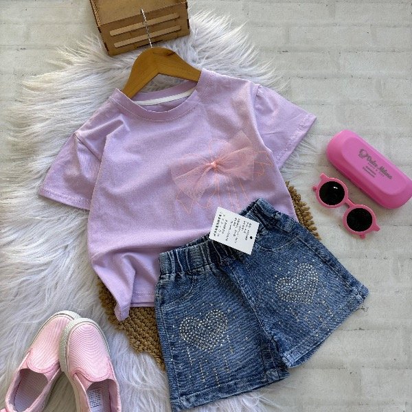 Producto - Set importado blusa con moño y short elastizado talles 2 al 8 - 2