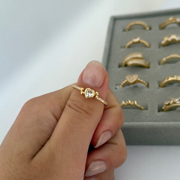 Producto - Anillo corazones (acero dorado)