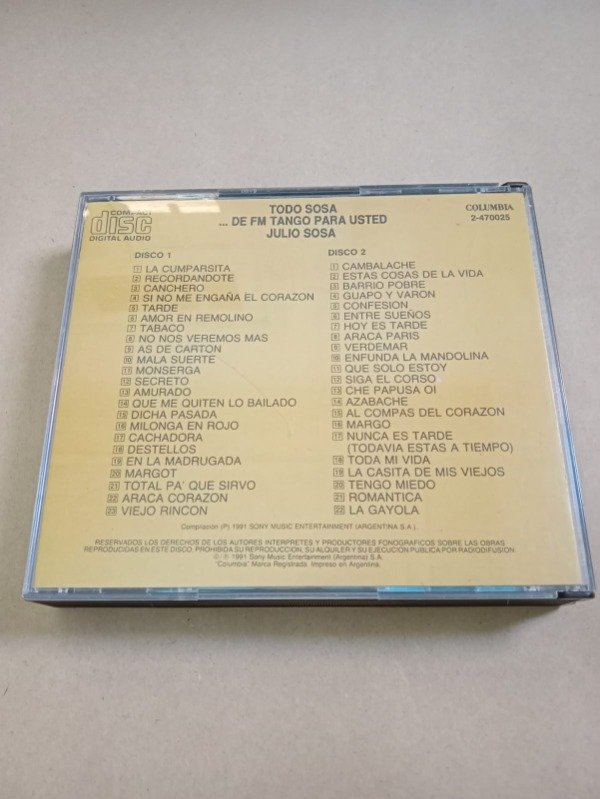 Producto - Todo Sosa de FM Tango a usted - Julio Sosa - Columbia 1991 - CD doble - 1
