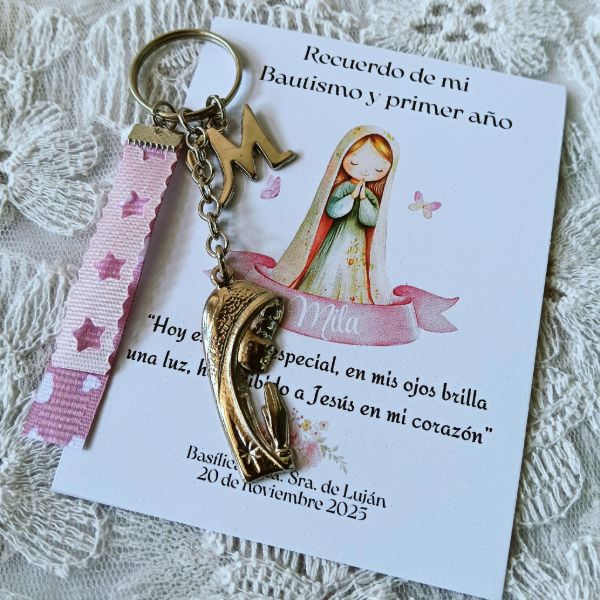 Producto - Llavero Niña Virgen Grande mas tarjeta personalizada