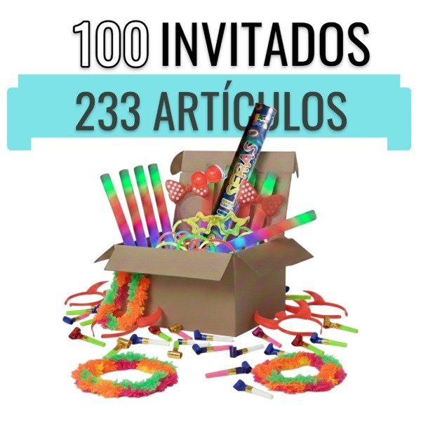 Producto - Combo Cotillón Luminoso Explosivo para 100 Invitados con 233 Artículos