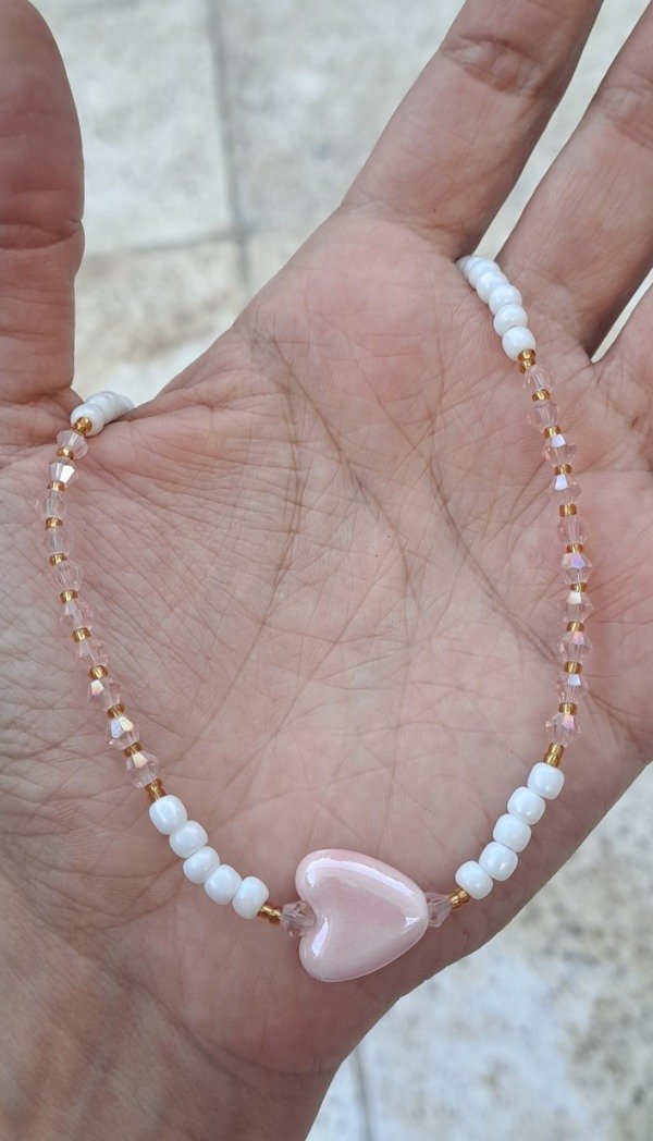 Producto - Collar Corazon de Ceramica con Cristales Bicono