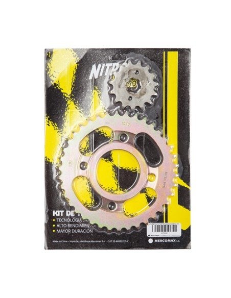 Producto - KIT TRANSMISION PIÑON Y CORONA NITRO PRO - ZN RX 150 / CV HUNTER 150 15T 38T