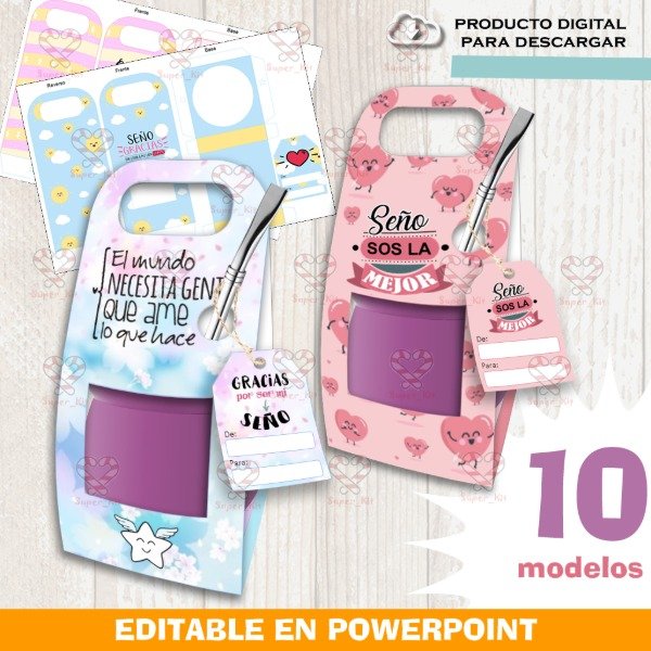 Producto - Kit Imprimible Dia Del Maestro Diseño Porta Mate Editable