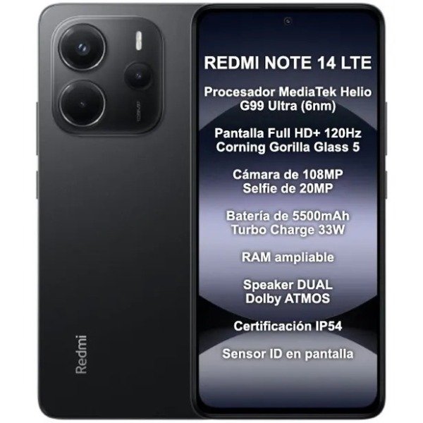 Producto - Xiaomi Redmi Note 14 LTE Dual Sim 6.67 6GB 128GB Negro Cámara de 108 MP