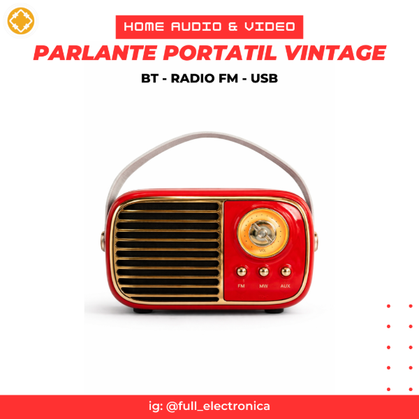Producto - Parlante vintage BT / FM - Rojo