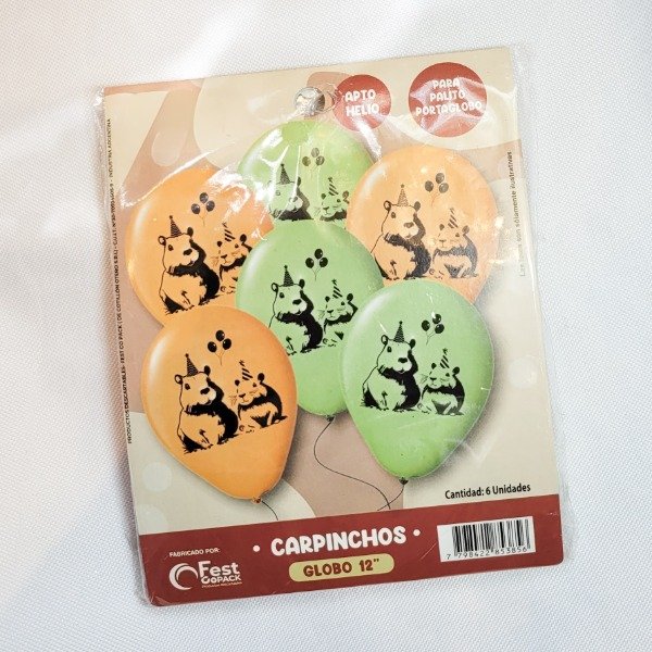 Producto - Globos estampados carpinchos x6 unidades 12"