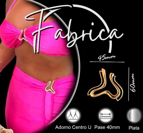 Producto - Herraje adorno centro U. Pase: 40mm (1 unidad). Dorado
