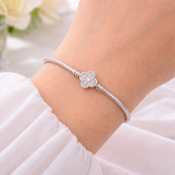 Producto - Pulsera Tipo Pandora Trebol con Strass BL