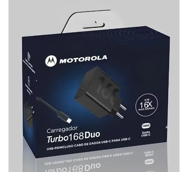 Producto - CARGADOR MOTORLOLA TURBO 168 W CARGA RAPIDA TIPO A C DUO NEGRO