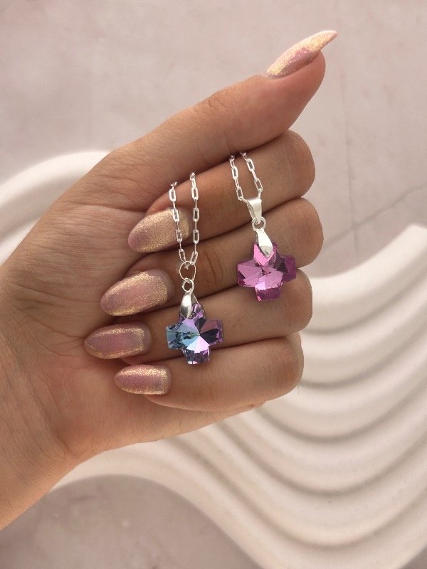 Producto - CADENA DE PLATA CRUZ CRISTAL 0106