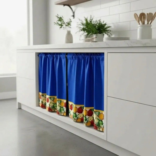 Producto - JUEGO DE CORTINAS AZUL PARA BAJO MESADA CON GUARDA - 0