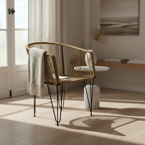 Producto - Sillón Gervasoni Individual en Hierro - Símil Yute - 0