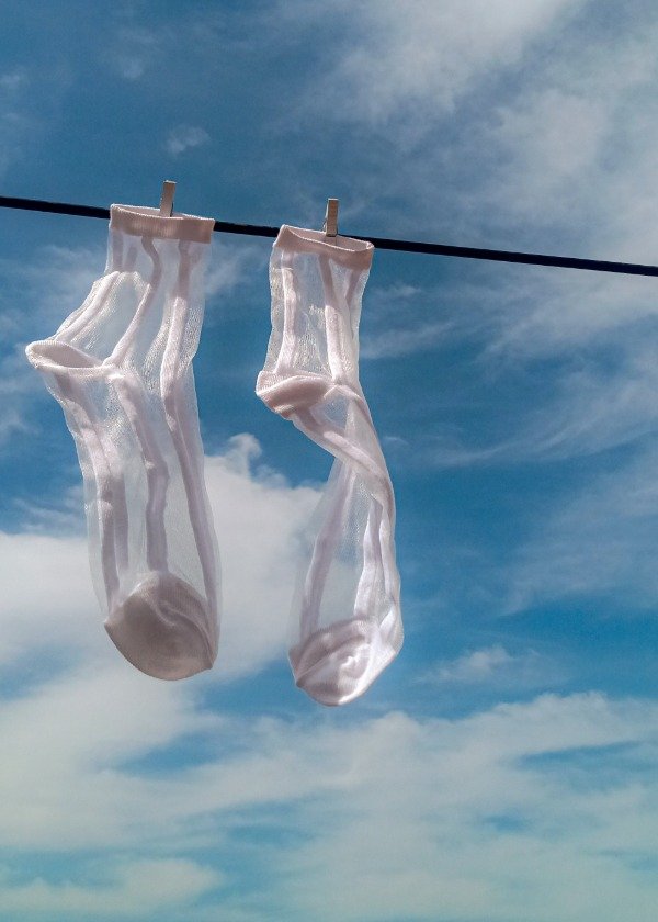 Producto - Medias TRANSPARENTES bordadas Blancas de RAYAS