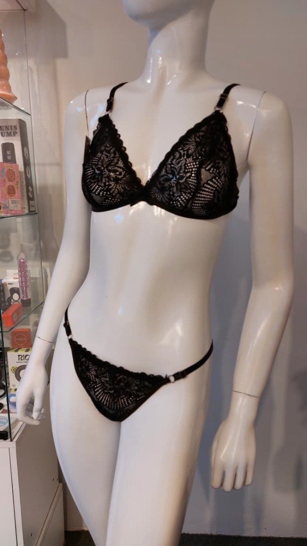 Producto - Conjunto triángulo de encaje negro - 1