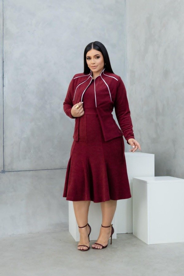 Producto - Conjunto vestido y blazer BORDÓ (Art. 177) Talle Unico (aprox L/XL)