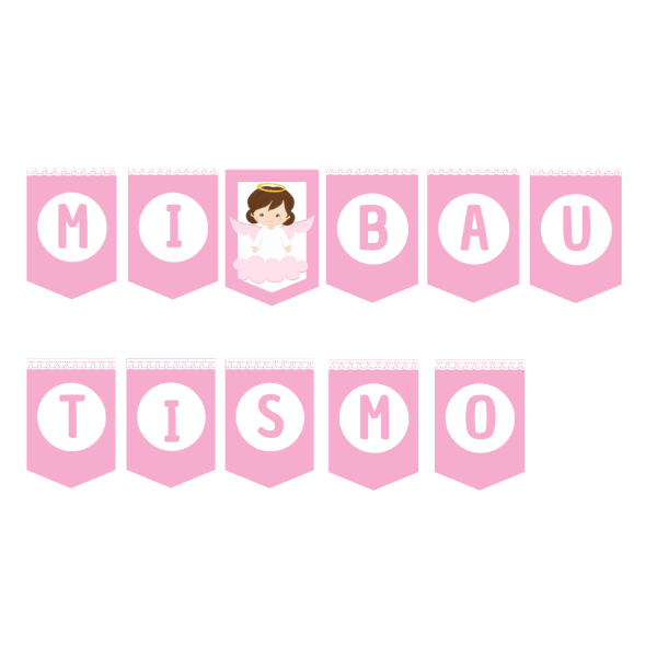 Producto - Banderín Rosa "Mi Bautismo"