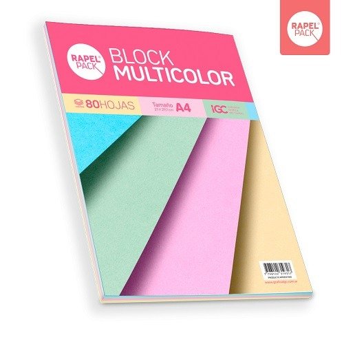 Producto - BLOCK RAPEL PACK A4 X 80 H MULTICOLOR