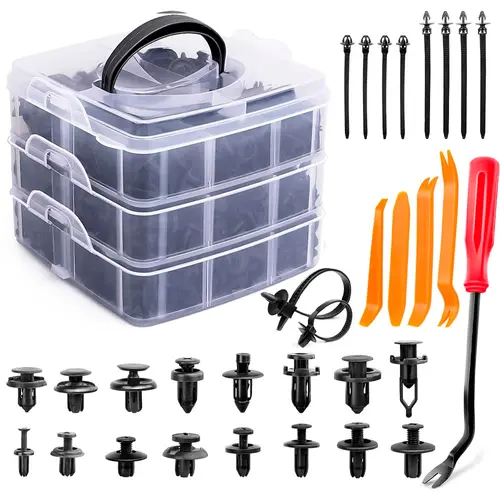 Producto - Kit 635 Clips de Retención y Sujetadores Para Autos Abrazaderas de Empuje -Gadni