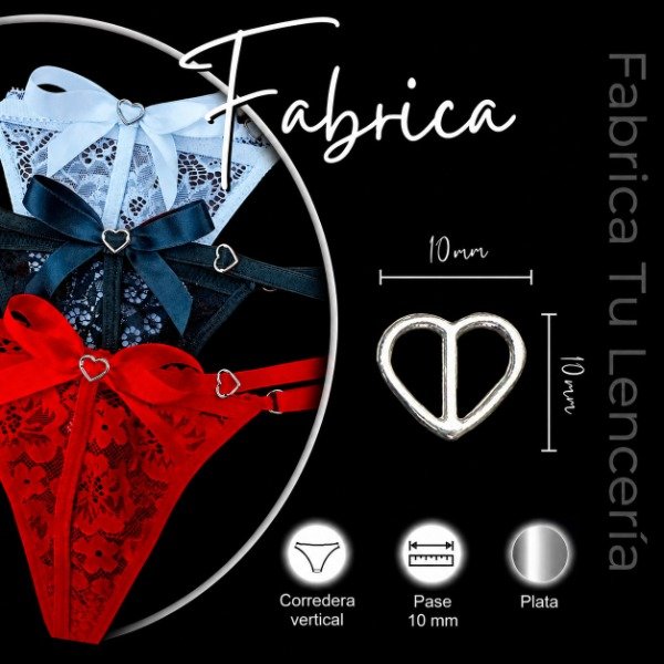 Producto - Corredera zamac corazón VERTICAL de 10 mm (50 unidades)