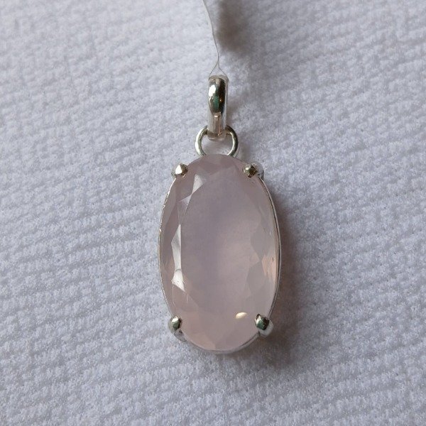 Producto - Dije Plata 925 con cuarzo rosado oval