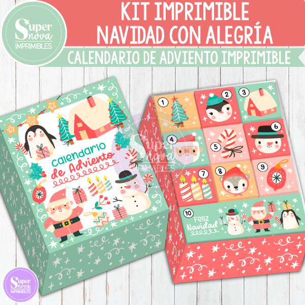 Producto - KIT IMPRIMIBLE NAVIDAD CON ALEGRÍA CALENDARIO DE ADVIENTO CAJITAS (10 DÍAS)