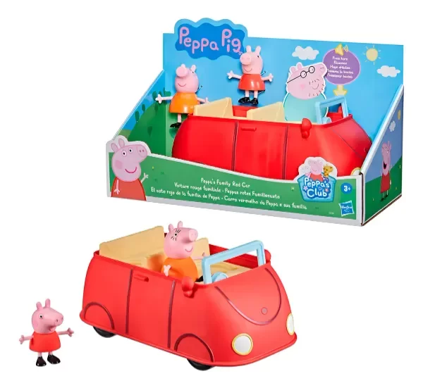 Producto - Peppa Pig Figuras Set Juego Auto Familia De Peppa 21 Cm Rojo