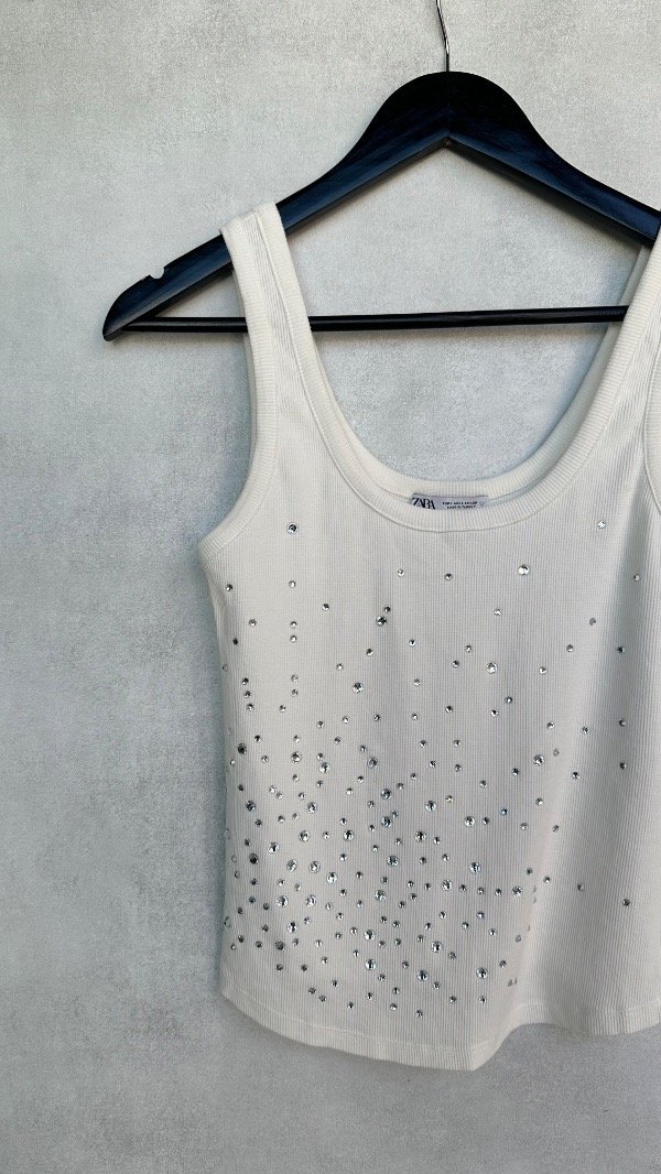 Producto - Top acanalado con pedrería Zara TS - 5