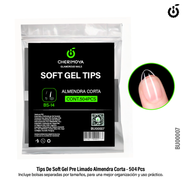 Producto - Tips Soft Gel Almendra Corta x504u Cherimoya